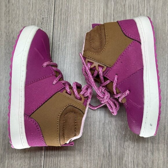 OshKosh B'Gosh Boots Toddler Girls Sz 6M Berry Pink Brown Lace Up Shoes Wistman - Picture 3 of 12